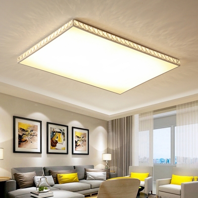 Crystal LED Ceiling Fixture with Rectangle Shape Modern Design Ceiling Flush Mount in Warm/White