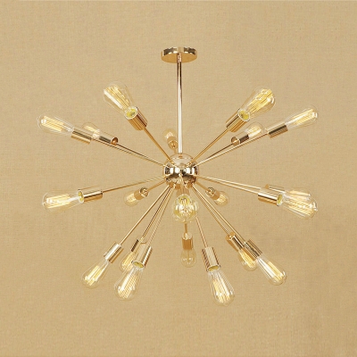 Gold Starburst Hanging Light Fixture Vintage Metallic Multi Light Suspension Light