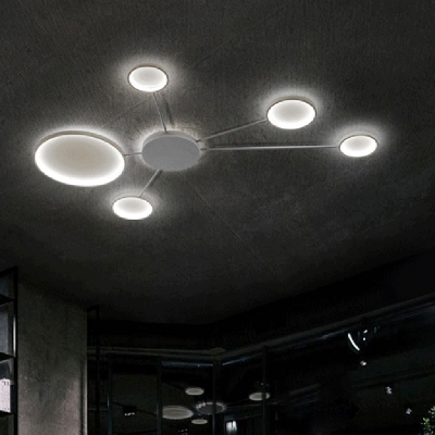 Metal Sputnik Flush Light Fixture Minimalist Decorative LED Ceiling Lamp in White with Circle
