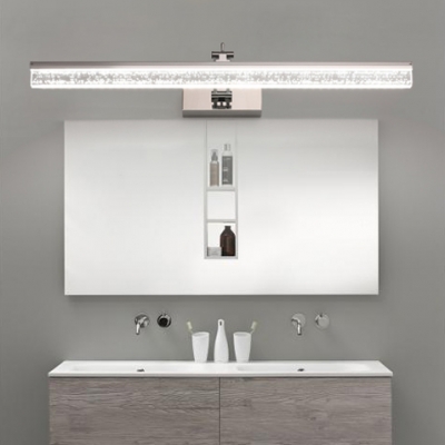 Minimalist Linear Makeup Mirror Light Rotatable Acrylic Waterproof Vanity Light in Stainless for Bathroom