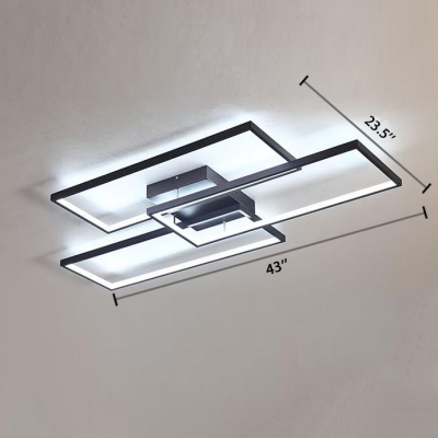 Modern Chic 3 Rectangle Flushmount Metallic LED Ceiling Fixture in Warm/White for Office