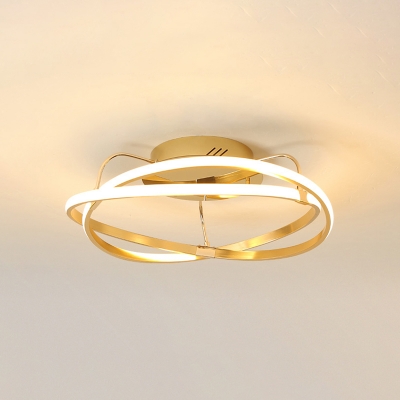 Modern Chic Veloce Ceiling Light Aluminum LED Semi Flush Mount in Brass for Restaurant