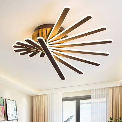 Modern Fashion Linear Semi Flush Light Metal 8 Lights Led Ceiling Lamp