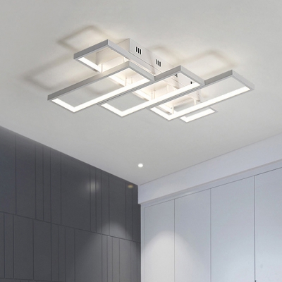 Modern Ultra Thin Led Flush Ceiling Light With Rectangle Frame Metal