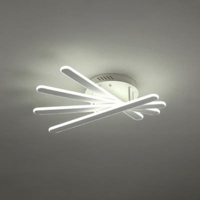 Nordic Style Bar Semi Flush Light Fixture Metal 4/6-LED Ceiling Light in Warm/White for Bedroom