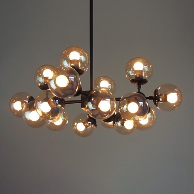 Post Modern Modo Chandeliers Cognac Glass Shade 12/16 Lights Art Deco Ceiling Pendant Lamp