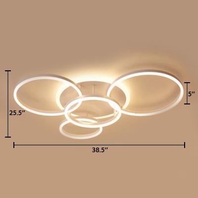 Thin Ring LED Flush Ceiling Light Simplicity Acrylic 2/3/5/6 Heads Flush Light in Integrated LED