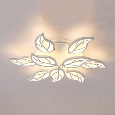 Tiered LED Ceiling Light with Leaf Design Modernism Acrylic Multi Light Indoor Lighting Fixture in White