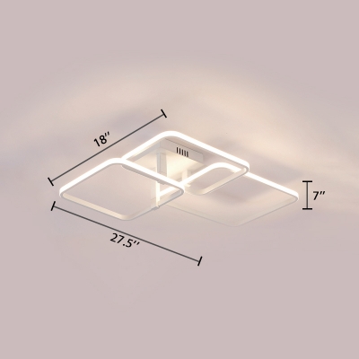 Ultra Thin Ceiling Lamp with Geometric Frame Contemporary Metallic LED Lighting Fixture in White