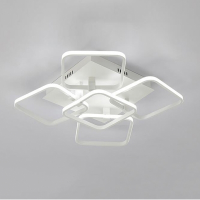 Ultra Thin LED Ceiling Fixture with 5 Square Frame Contemporary Metal Semi Flushmount in Warm/White