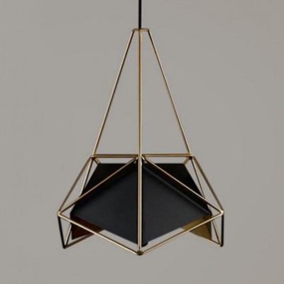 Minimalist Caged Suspension Light Metallic One Light Pendant Light in Soft Gold for Coffee Shop