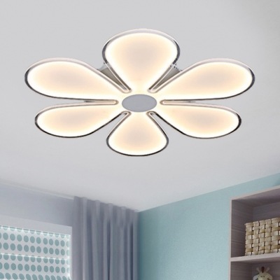 Acrylic Super-thin Flushmount with Flower Design Dining Room Decorative LED Lighting Fixture in White