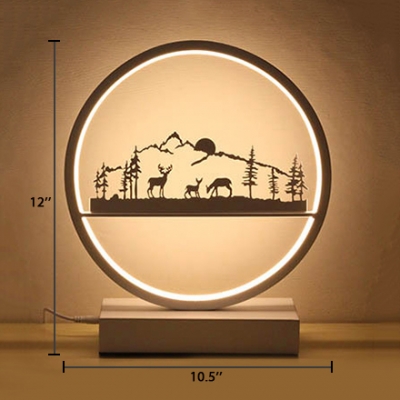 Black/White Halo Ring Table Lamp Silicon Gel Decorative LED Table Light for Sitting Room Kindergarten