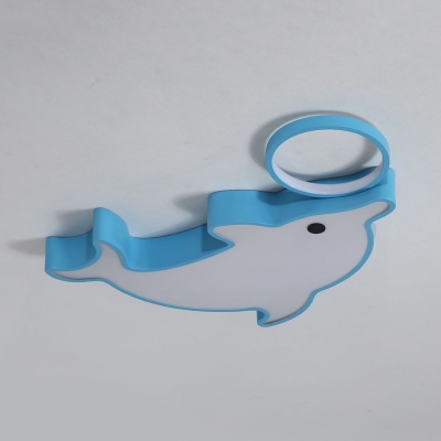 Lovely Blue/White Dolphin Flushmount Modernism Acrylic Surface Mount LED Light for Kids Children
