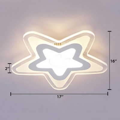 Contemporary Five-pointed Star Ceiling Light Nursing Room Acrylic LED Flush Mount in White