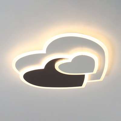 Modern Nordic Loving Heart Flush Light Restaurant Sitting Room Acrylic LED Ceiling Light in Black White