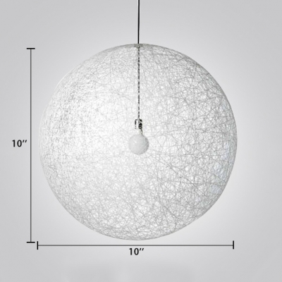 Globe Pendant Light with White Rattan Shade Modern Drop Ceiling Lighting, 10