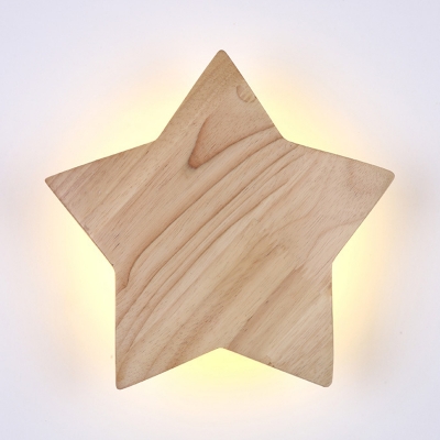 Wooden Star LED Wall Light Modern Simple Kindergarten Nursing Room Wall Mount Fixture