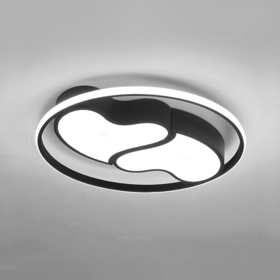 Adorable Acrylic Ceiling Light with Double Loving Heart Black/White LED Flush Light Fixture for Bedroom