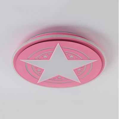 Round Disc LED Flush Light Blue/Pink/Yellow Super-thin Acrylic Ceiling Fixture for Boys Girls Bedroom