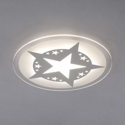 White Starry LED Flush Mount Modern Chic Ultra Thin Acrylic Ceiling Lamp for Nursing Room Bedroom