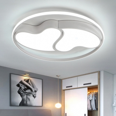 Adorable Acrylic Ceiling Light with Double Loving Heart Black/White LED Flush Light Fixture for Bedroom