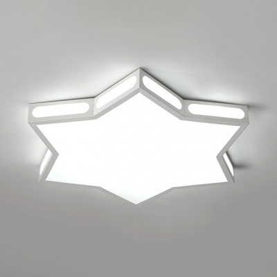 Children Room Hexagram Flush Light Modern Design Acrylic LED Ceiling Flush Mount in White