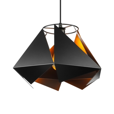 Industrial Pendant Light with 15''W Sheet Iron Shade, Black/White