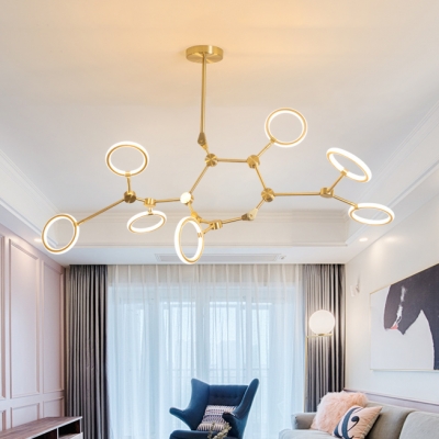 Plastic Looped Hanging Lamp Nordic Style 5/6/7 Lights Chandelier Lighting in Warm/White for Sitting Room