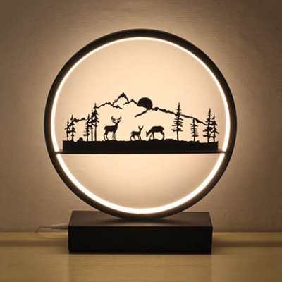 Black/White Halo Ring Table Lamp Silicon Gel Decorative LED Table Light for Sitting Room Kindergarten