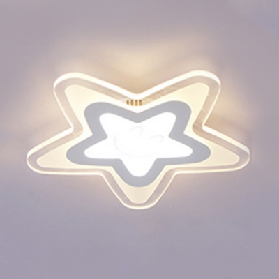 Contemporary Five-pointed Star Ceiling Light Nursing Room Acrylic LED Flush Mount in White