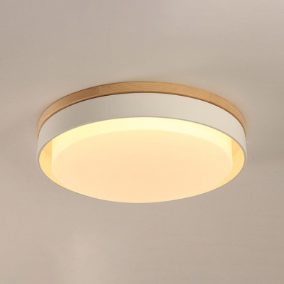 Minimalist Circular Ceiling Lamp Blue/White/Yellow Metal LED Flush Light Fixture for Corridor Bedroom
