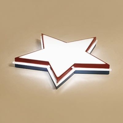 Blue and Red Star Flush Light Acrylic Lampshade LED Ceiling Fixture for Boys Girls Bedroom