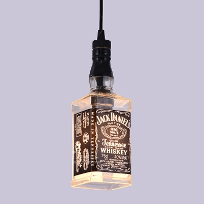 Industrial Pendant Light Whiskey Bottle Repurposed, Jack Daniels
