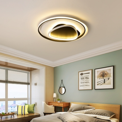 Ring And Triangle Ceiling Fixture Contemporary Metallic Led Flush