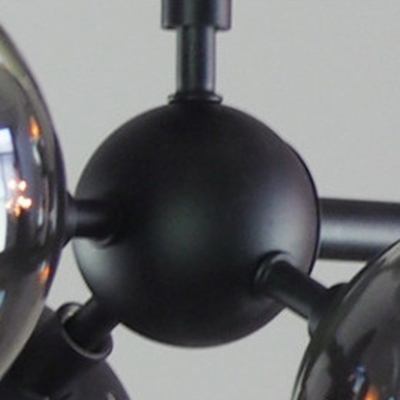 8-Light Sphere Shade Chandelier Hand Blown Glass Modern Lighting in Textured Black Finish