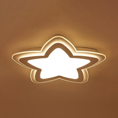 Acrylic Shade Star Flush Light Fixture Simplicity Children Room LED Flush Ceiling Light in White