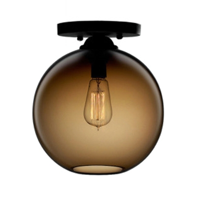 Industrial Flushmount Ceiling Light with Globe Glass Shade in Clear Finish