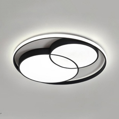 Living Room Ultra Thin Ceiling Fixture with Single Ring Modernism Acrylic LED Flush Light in Black/White