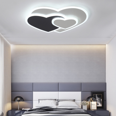 Modern Nordic Loving Heart Flush Light Restaurant Sitting Room Acrylic LED Ceiling Light in Black White