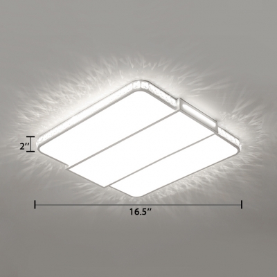 White Super-thin Ceiling Lamp Nordic Style Acrylic LED Flush Mount Light for Sitting Room with Crystal