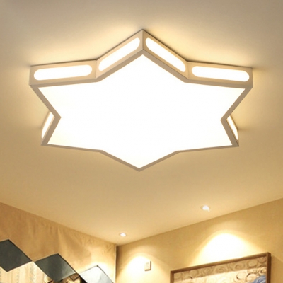 Children Room Hexagram Flush Light Modern Design Acrylic LED Ceiling Flush Mount in White