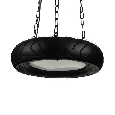 Tyre LED Pendant Light Industrial Style Metal Single Light Hanging Fixture in Cold White Light