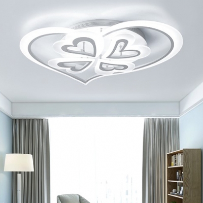 White Sweet Heart Semi Flush Light with Acrylic Shade Modern LED Lighting Fixture for Living Room