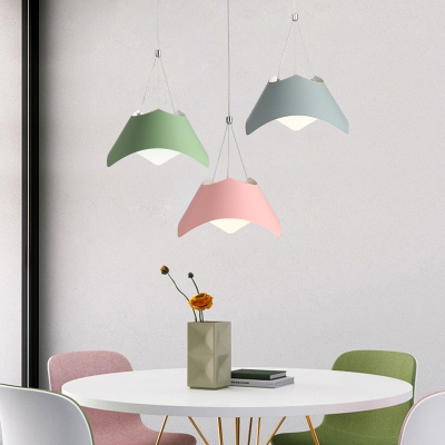 1-Light Tapered Suspended Light Nordic Style Modern Pendant Lighting for Kids with Colorful Metal Shade