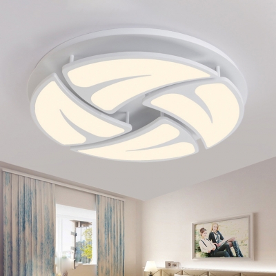 Ultrathin Semi Flush Mount Modern Design Living Room LED Semi Ceiling Lamp with Acrylic Shade in White