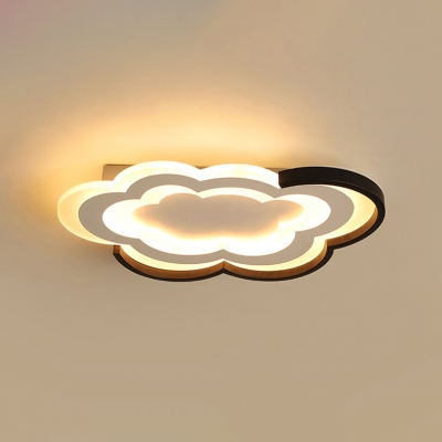 Kindergarten Cloud Shape Flush Light with Acrylic Shade Modern LED Ceiling Fixture in Warm/White