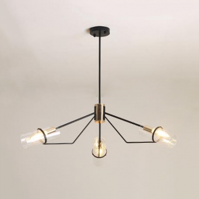 Modernism Tube Chandelier Lamp Clear Glass 1/3/6 Lights Hanging Ceiling Lamp in Brass for Dining Room