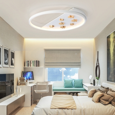 Nordic Modern Looped Indoor Lighting with Star Decoration Living Room Acrylic LED Flush Mount in White