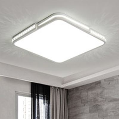 Oblong Led Flushmount With White Metal Shade Modernism Ceiling Fixture